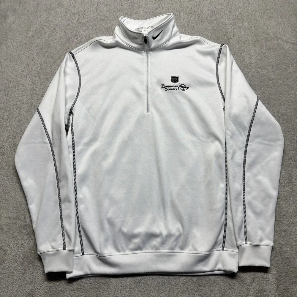 Nike Golf Therma-FIT Mens M Quarter Zip Pullover Sweater White Dominion Valley